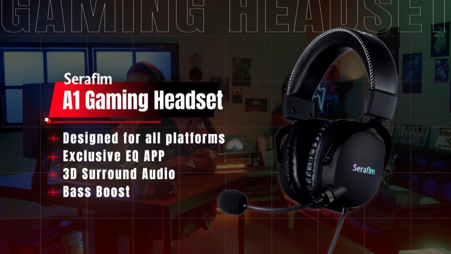 Serafim A1 Gaming Headset with Exclusive Equalizer Detachable Mic Bass Boost 3D Surround Sound for PC Xbox One Xbox Series X|S PS5 PS4 Nintendo Switch Mac iPhone Mobile 3.5mm Jack