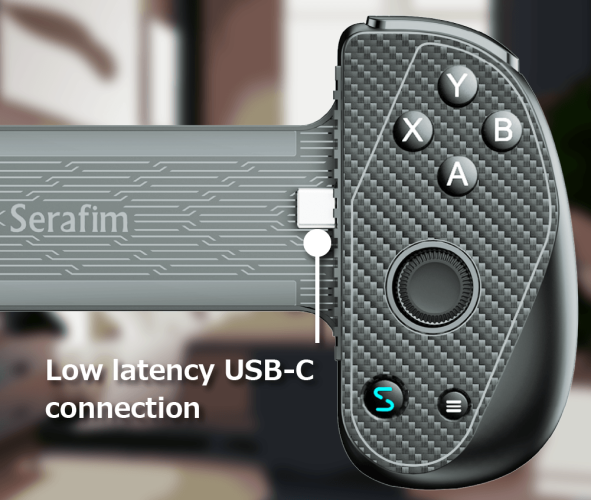The Serafim S3 mobile gaming controller utilizes low-latency wired USB-C connection