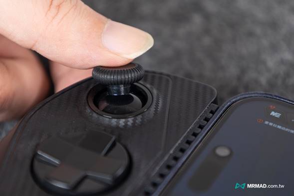 The movement of the Hall Effect Joystick on the Serafim S3 Game Controller for iPhone